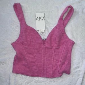 NWT Zara Pink Tweed Bustier